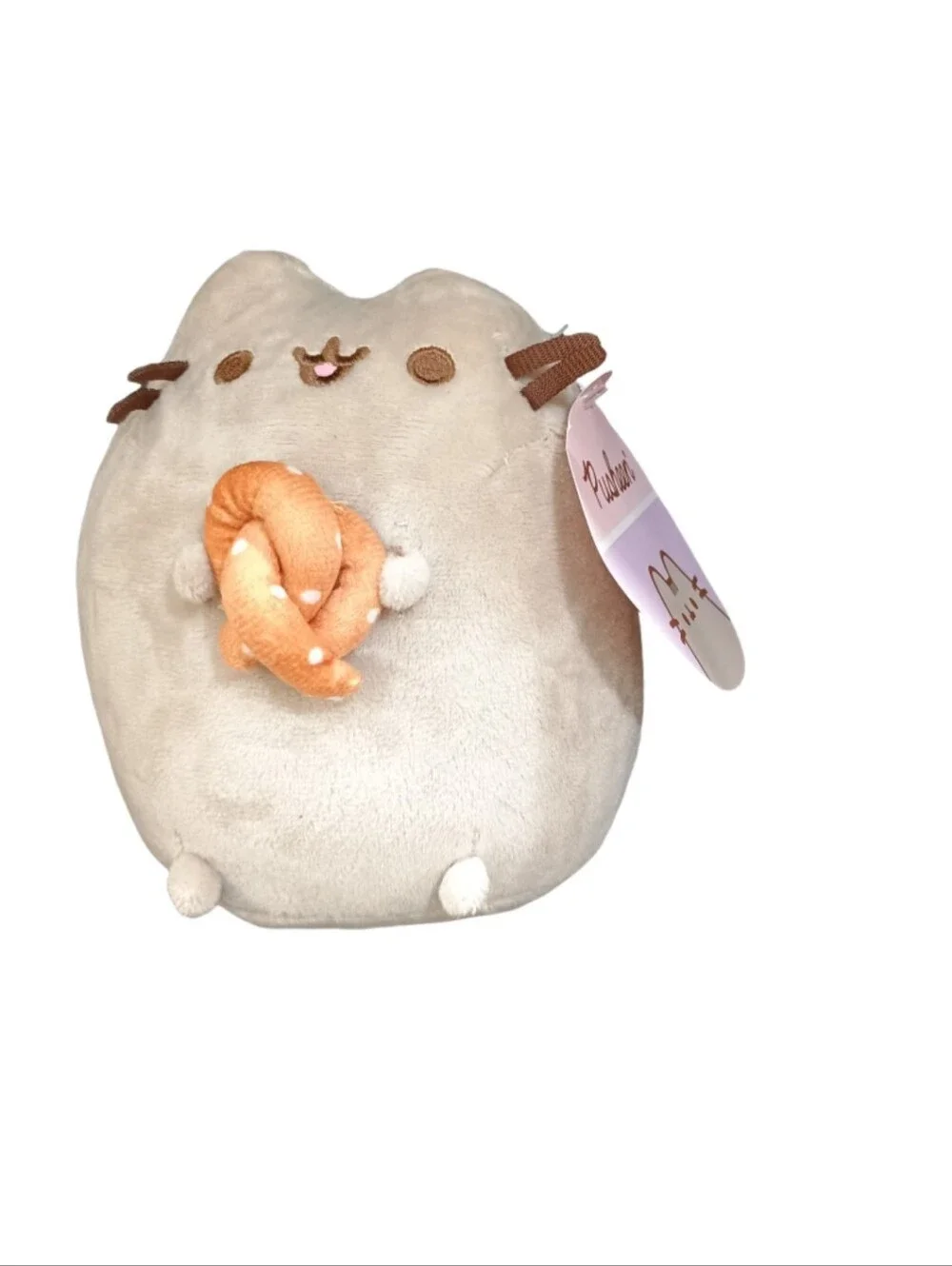 Pusheen Beige Plush with Orange Pretzel Accessory